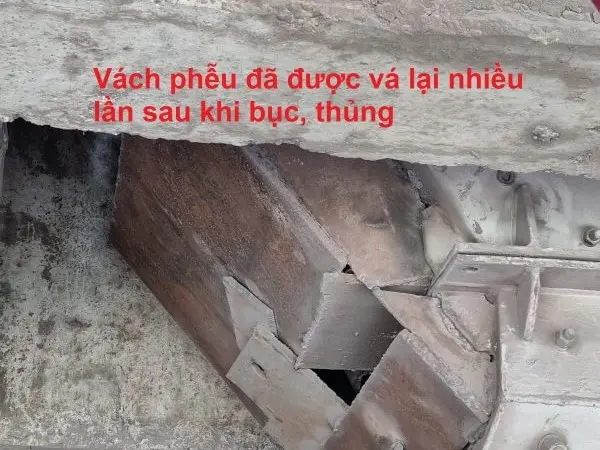 Vách phễu được vá